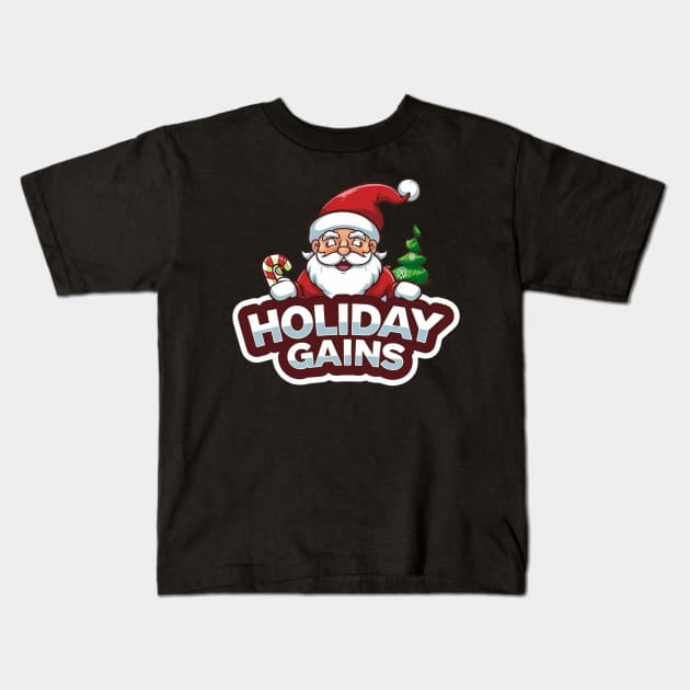 Festive Fitness: Santa’s Holiday Gains Kids T-Shirt by ramith-concept